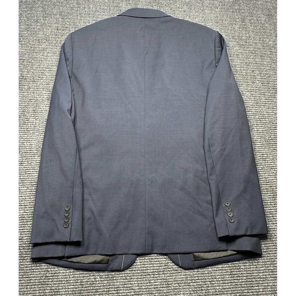 Awearness Kenneth Cole Suit Jacket Mens 46 Long Blue Wool Blend Slim Fit Stretch